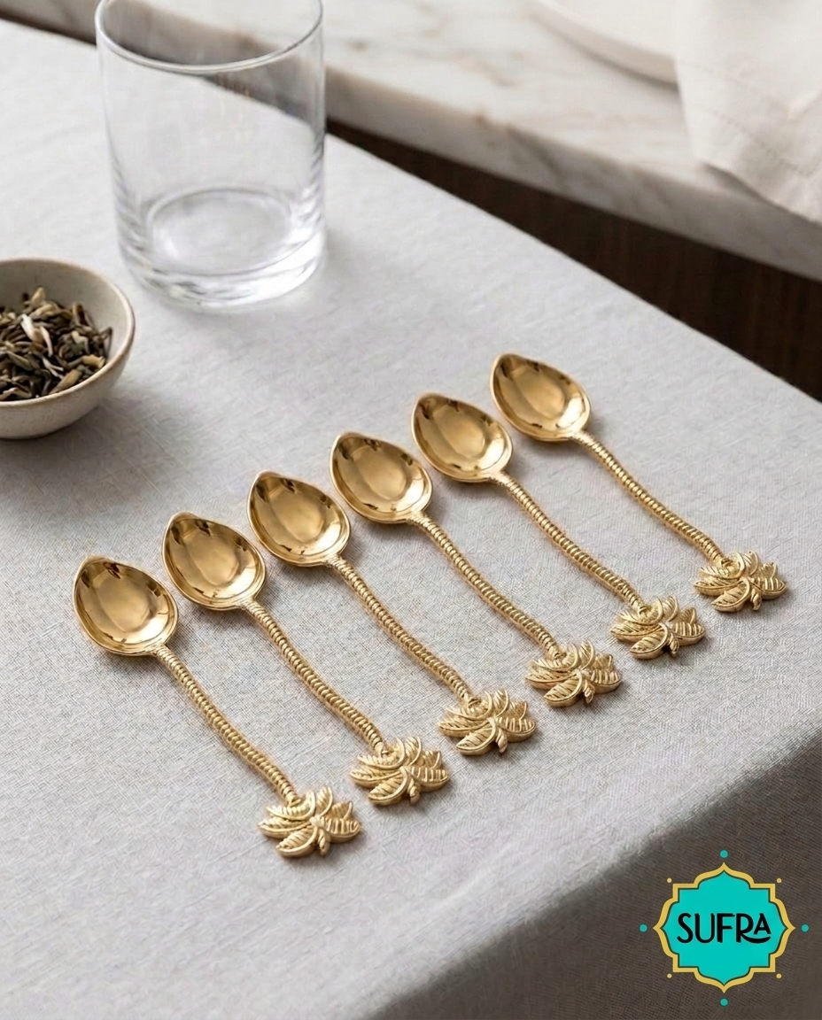 SUFRA Gold Palm Tree Tea Spoons Set of 6