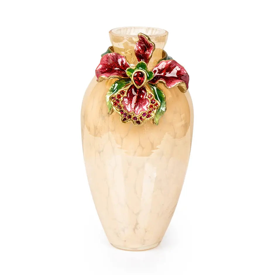Jay Strongwater Audra Orchid Mini Vase Red and Dark Pink