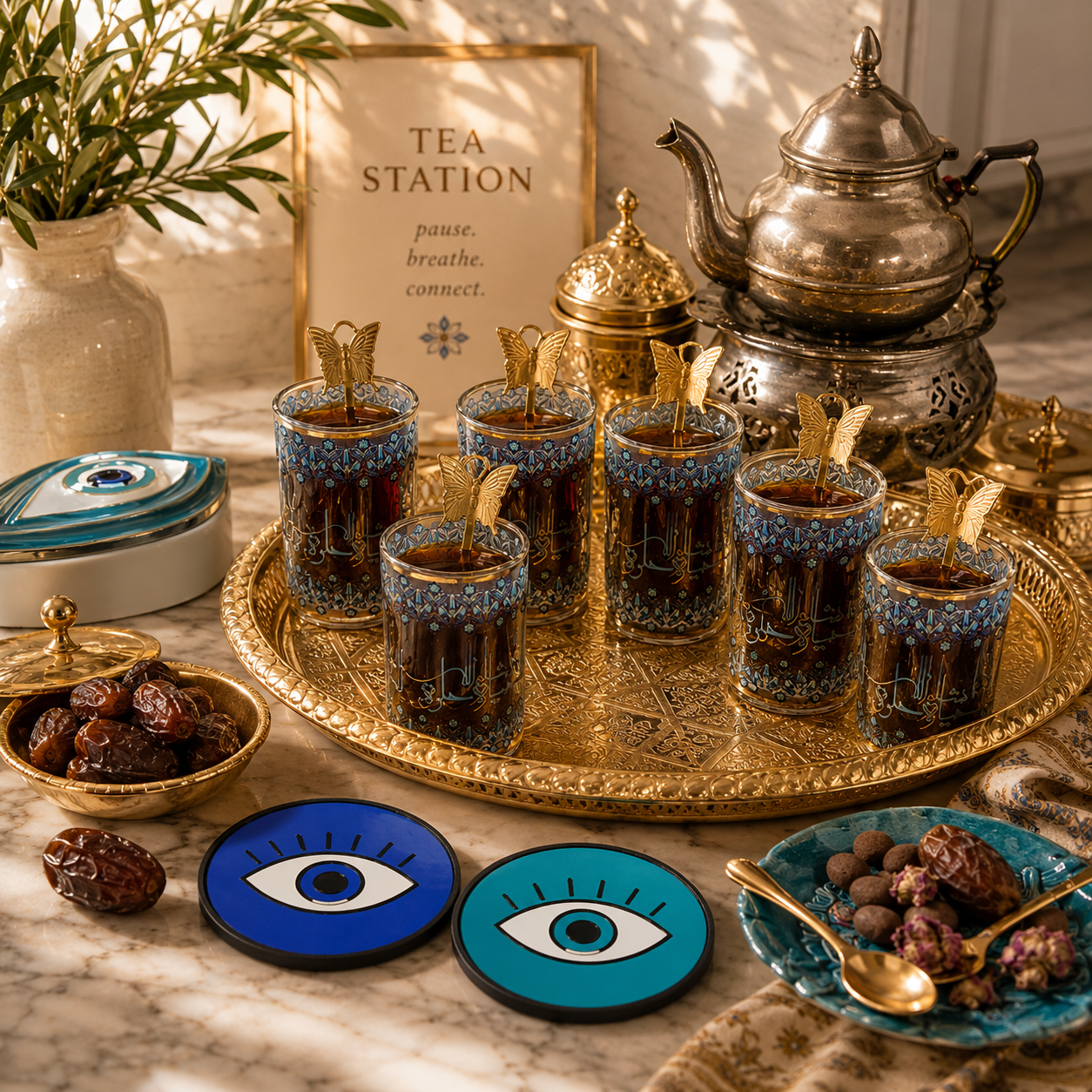 Life is Beautiful Tea Set - Turkish & Arabic Double-Walled Glasses