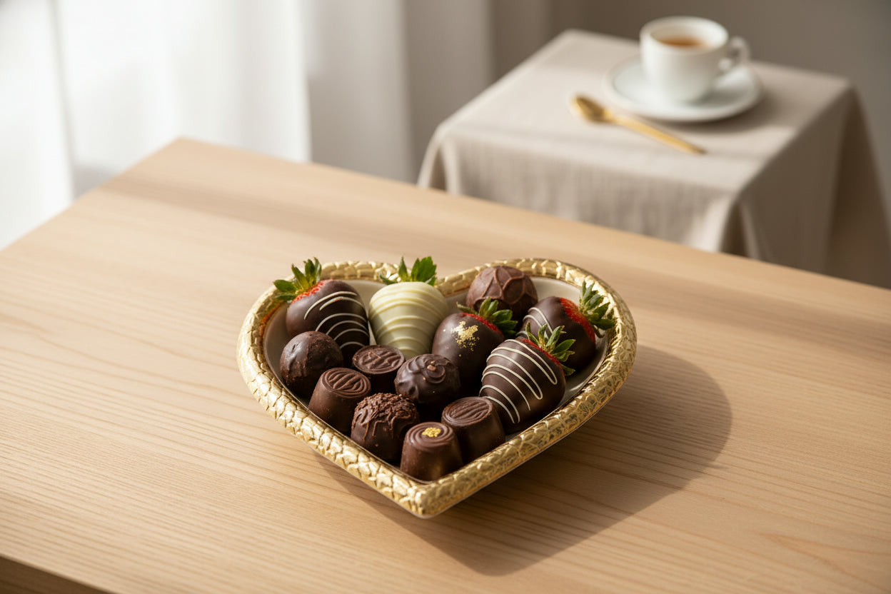 Medici Gold Heart Bowl - Decorative Serving Dish with Gold Rim