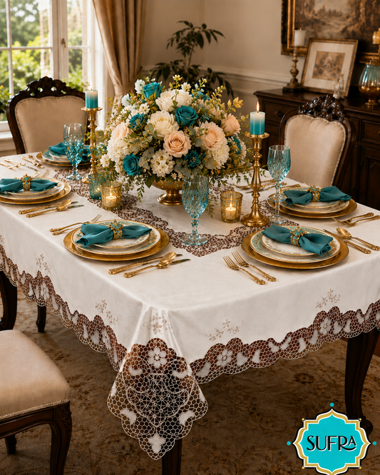 SUFRA Luxury Embroidered Lace Tablecloth