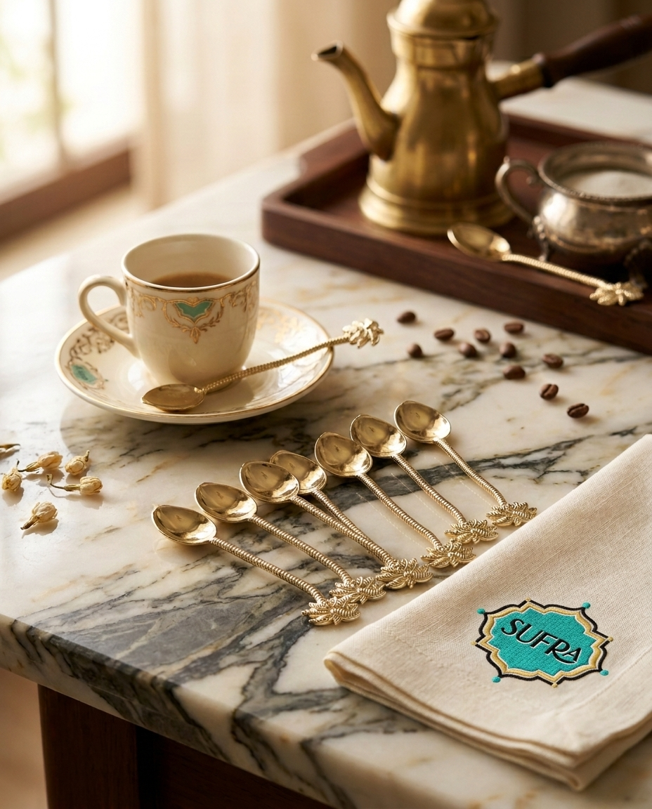 SUFRA Gold Palm Tree Tea Spoons Set of 6