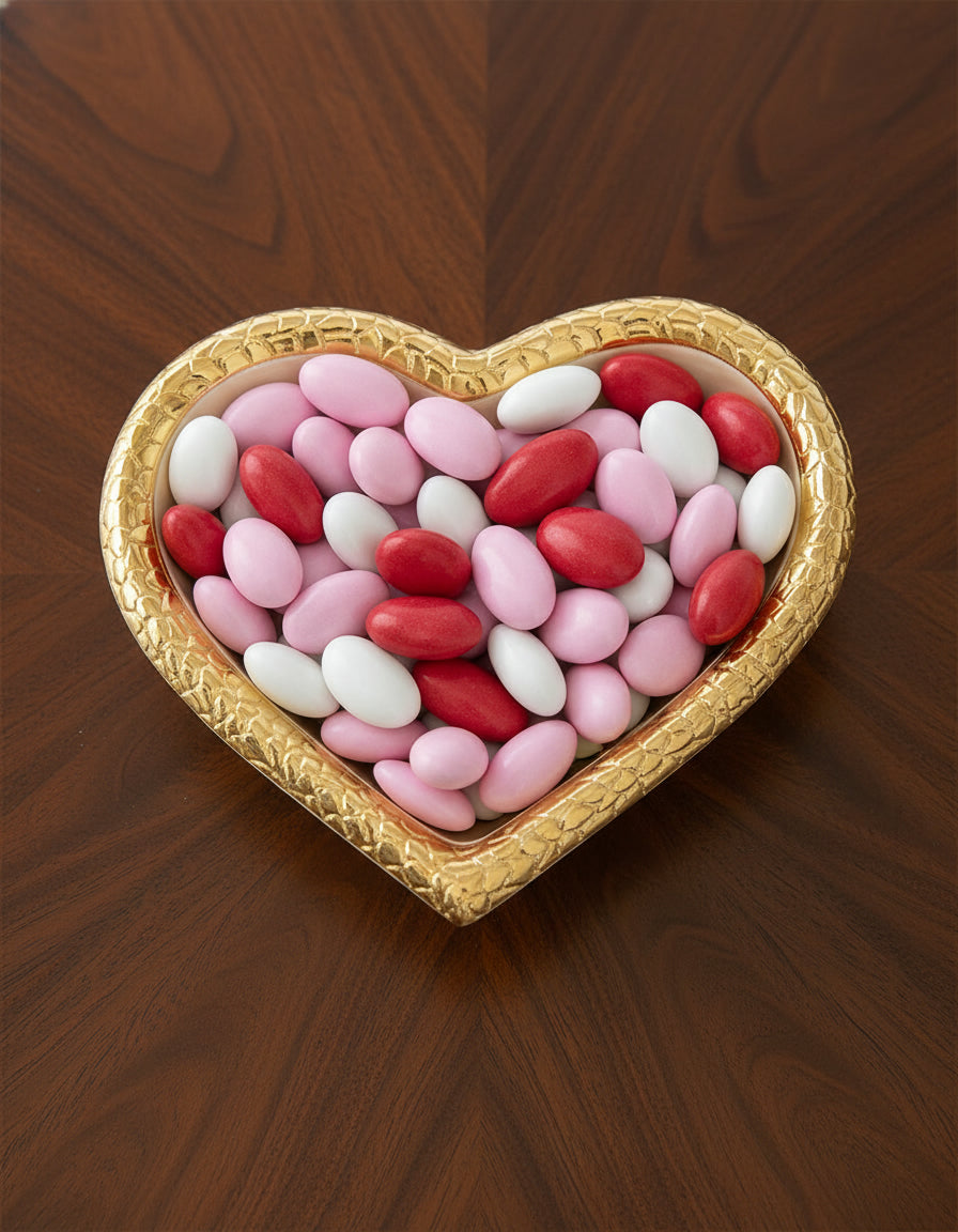 Medici Gold Heart Bowl - Decorative Serving Dish with Gold Rim