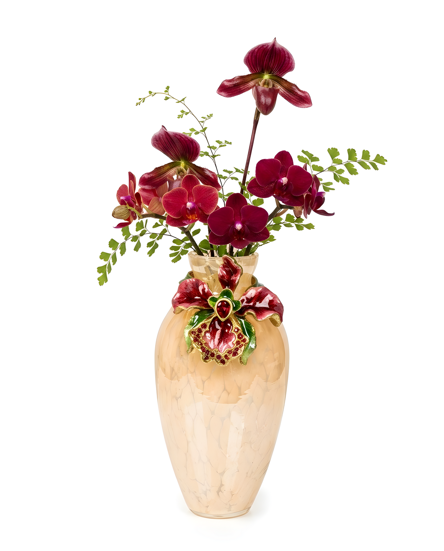 Jay Strongwater Audra Orchid Mini Vase Red and Dark Pink