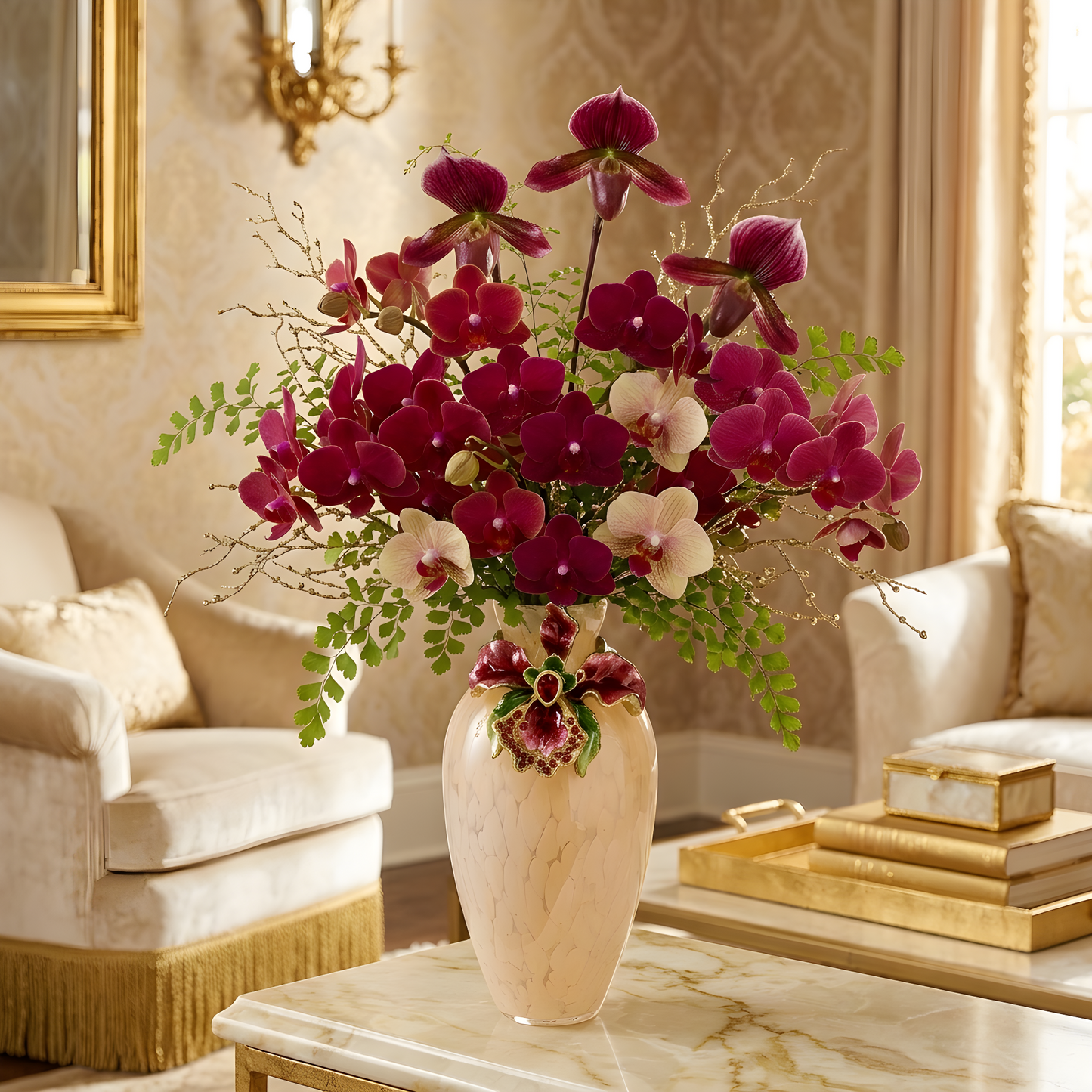 Jay Strongwater Audra Orchid Mini Vase Red and Dark Pink