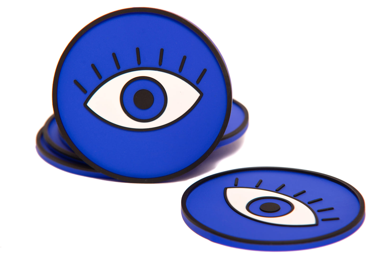 Evil Eye Silicone Coaster Set – 6 Pack (3 Blue & 3 Turquoise)